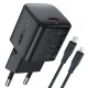 Мережевий зарядний пристрій ACEFAST A117 mini GaN fast charger Lightning cable 20W Black