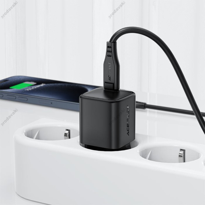Мережевий зарядний пристрій ACEFAST A117 mini GaN fast charger 20W Black