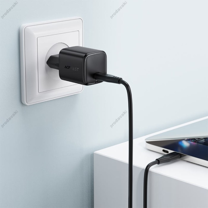 Мережевий зарядний пристрій ACEFAST A119 mini GaN fast charger 45W Black