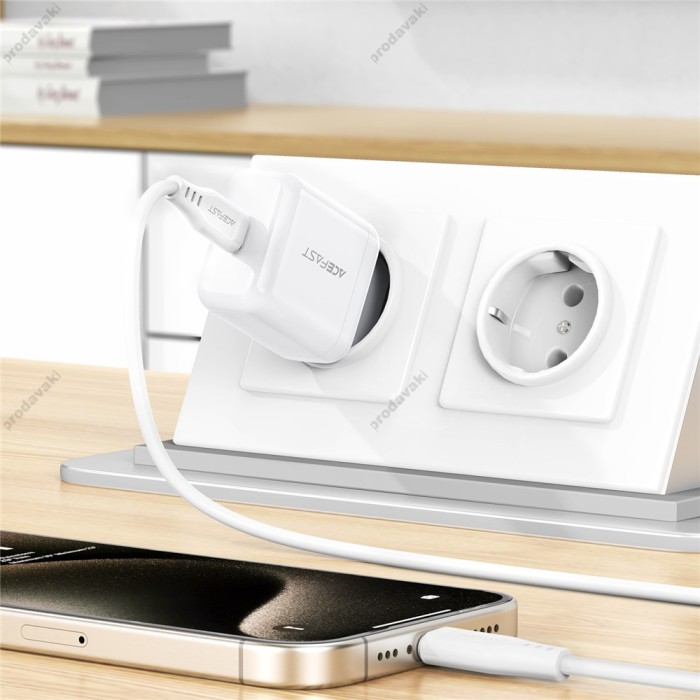 Мережевий зарядний пристрій ACEFAST A130 single USB-C charger 20W White
