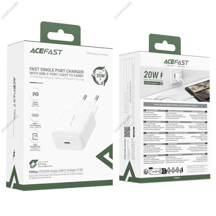 Мережевий зарядний пристрій ACEFAST A130 single USB-C charger 20W White