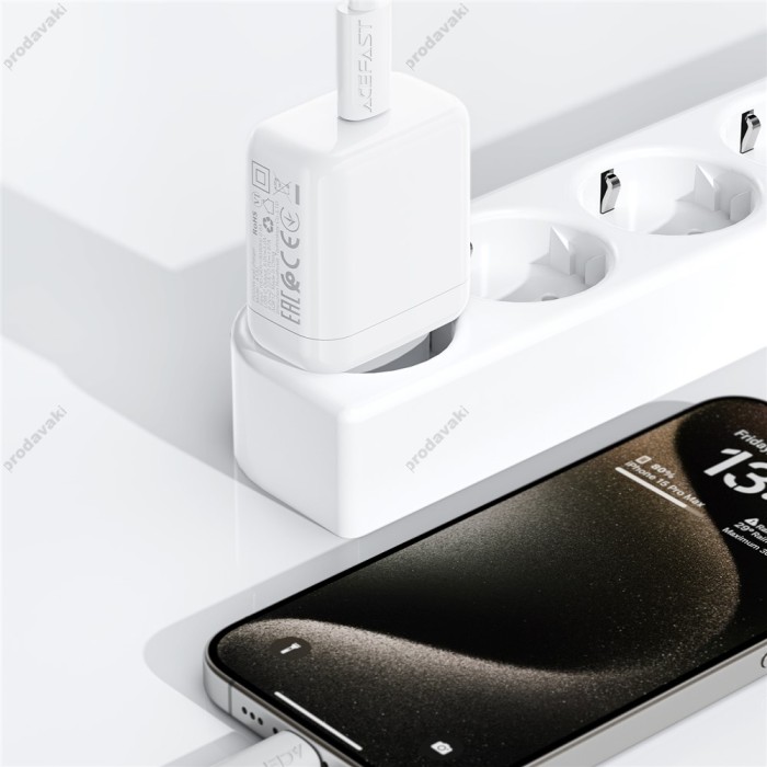 Мережевий зарядний пристрій ACEFAST A130 single USB-C charger 20W White