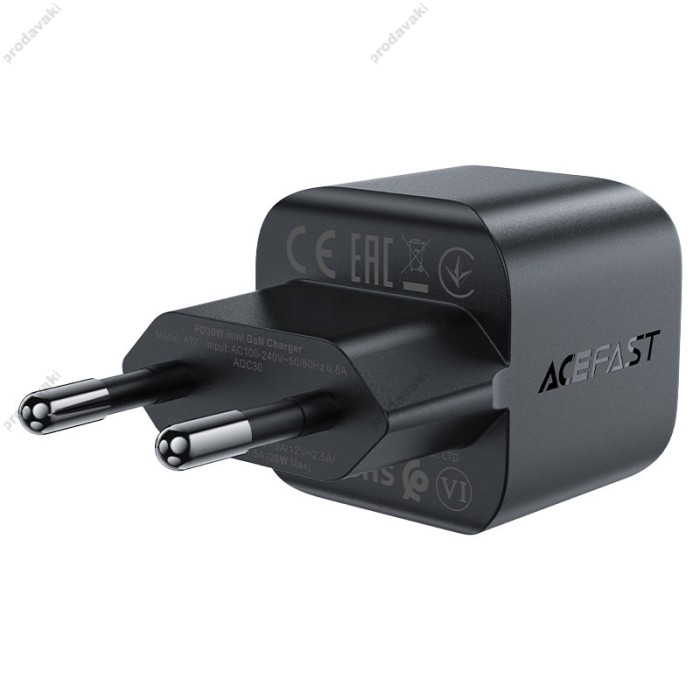 Мережевий зарядний пристрій ACEFAST A77 PD mini GaN USB-C charger 30W Black