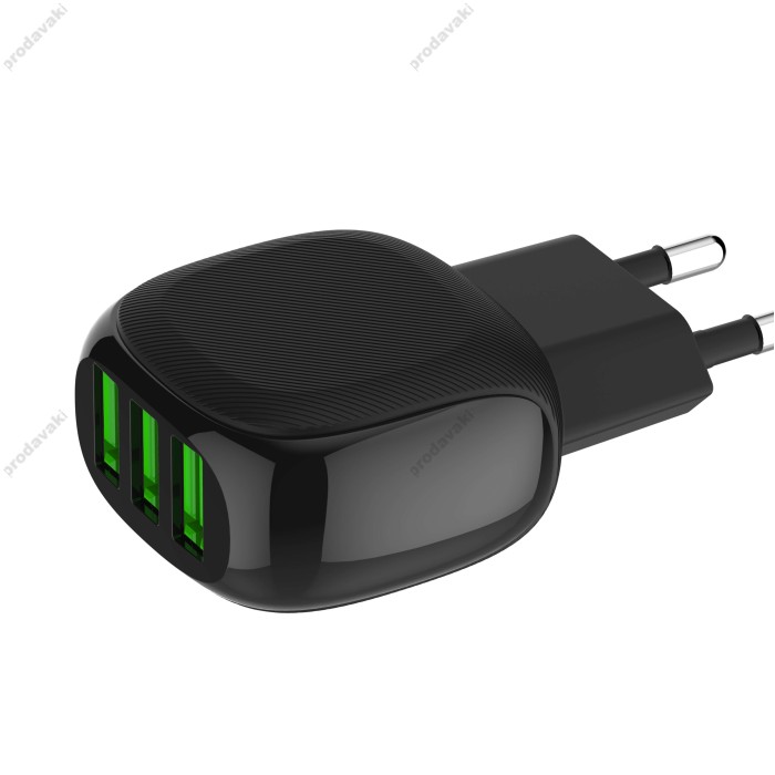 Мережевий зарядний пристрій LDNIO A3309 Micro USB Cable 17W Black