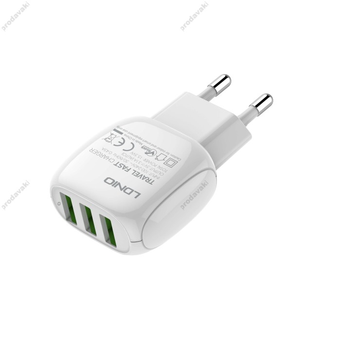 Мережевий зарядний пристрій LDNIO A3315 Micro USB Cable 15.5W White