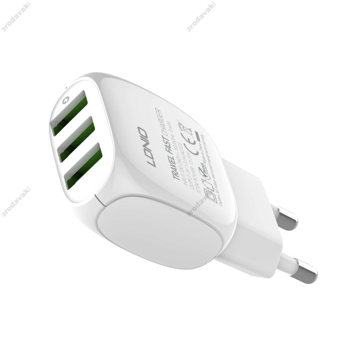 Мережевий зарядний пристрій LDNIO A3315 Micro USB Cable 15.5W White