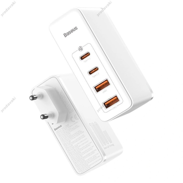 Мережевий зарядний пристрій Baseus GaN2 Pro Quick Charger 2C+2U 100W White CCGAN2P-L02