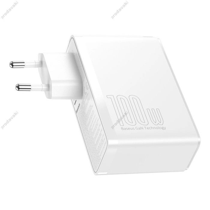 Мережевий зарядний пристрій Baseus GaN2 Pro Quick Charger 2C+2U 100W White CCGAN2P-L02