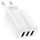 Мережевий зарядний пристрій HOCO N15 Amazing three-port charger 17W White