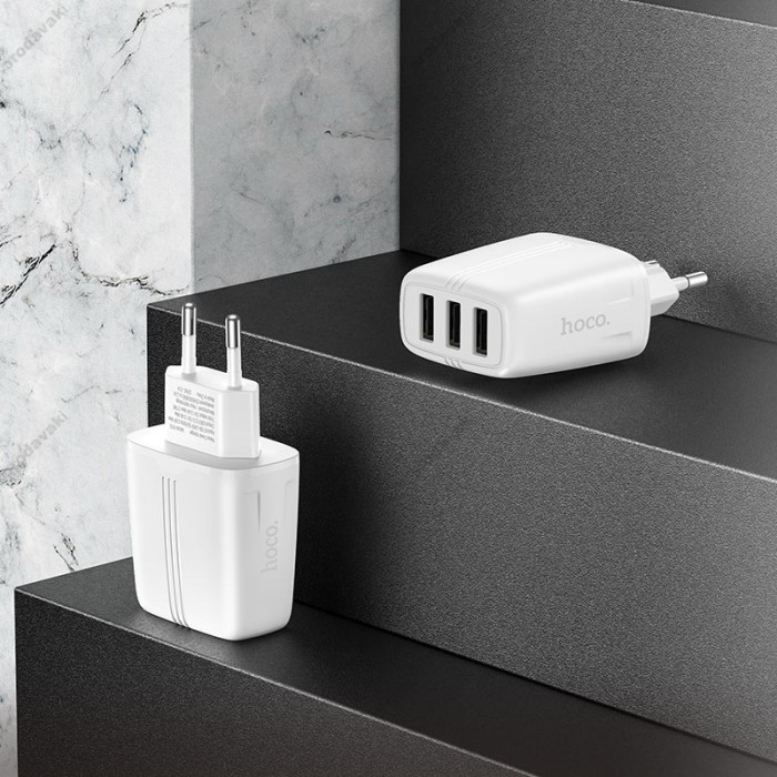 Мережевий зарядний пристрій HOCO N15 Amazing three-port charger 17W White