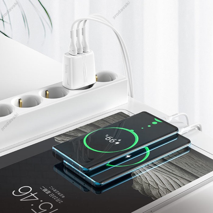Мережевий зарядний пристрій HOCO N15 Amazing three-port charger 17W White