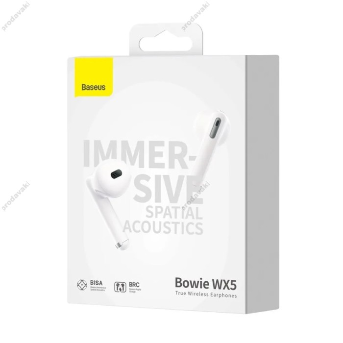 Бездротові Bluetooth навушники Baseus Bowie WX5 True Wireless Earphones BT 5.3 White A00051000213-00