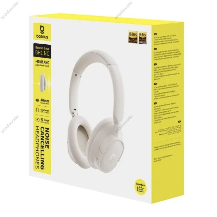 Бездротові Bluetooth навушники BASEUS Bass BH1 NC Wireless Noise Cancelling Headphones White A0203702