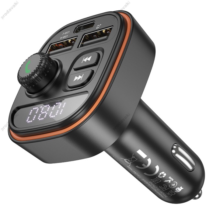 FM - трансмітер Borofone BC59 Heroic (USB-A/USB-C) 5V/3A Black