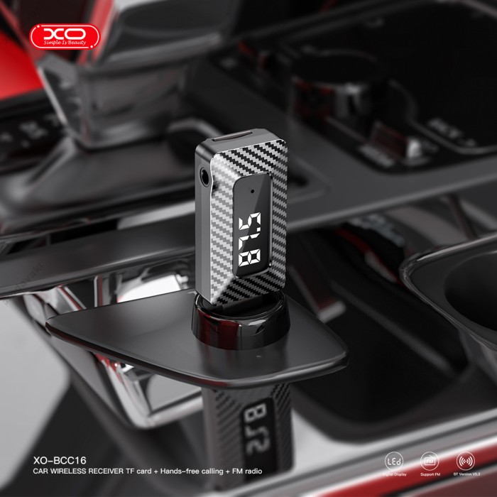 FM - трансмітер XO BCC16 Transmitter Support FM Transmitter + Support TF Card Black