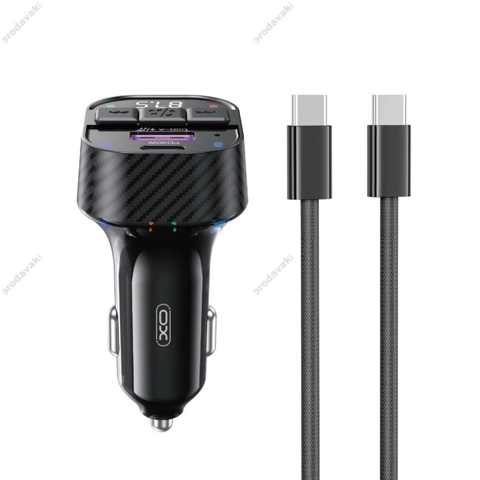 FM - трансмітер XO BCC17 Smart Bluetooth MP3 A+C Dual Port PD30W Black