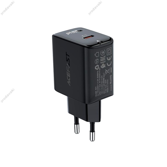 Мережевий зарядний пристрій ACEFAST A21 GaN USB-C fast charger 30W Black