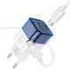 Мережевий зарядний пристрій HOCO C125A Transparent tribute single-port Type-C cable 20W Transparent-blue