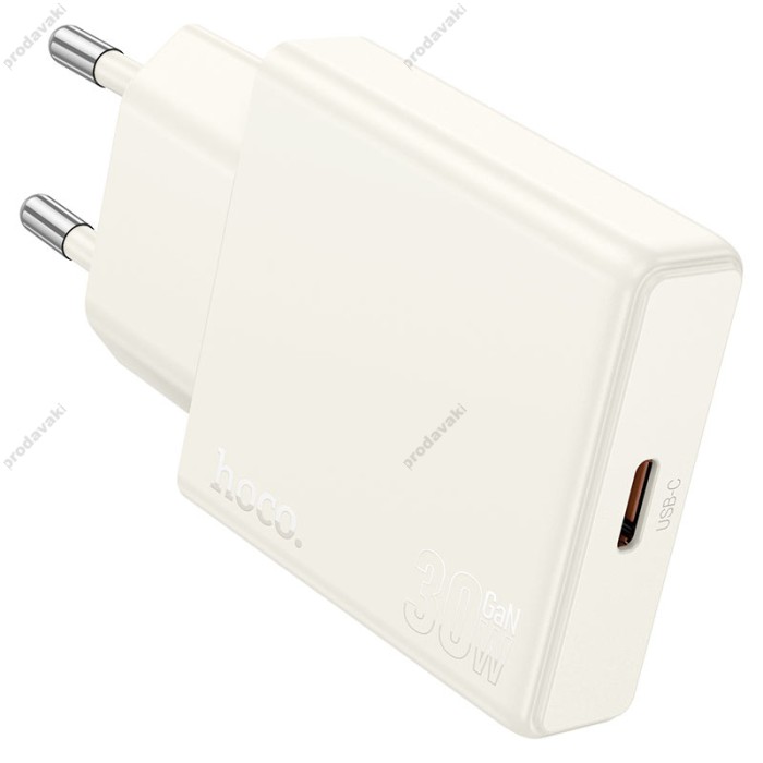 Мережевий зарядний пристрій HOCO N44 Biscuit single port charger Type-C cable 30W Moonlight white
