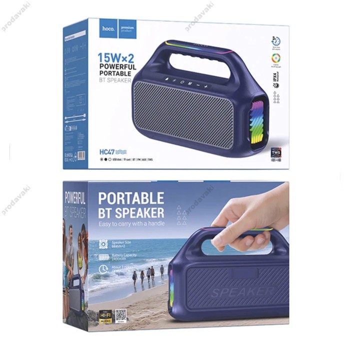 Портативна колонка Bluetooth HOCO HC47 Delight BT speaker BT6.0/USB/TF/AUX TWS/FM 30W Blue