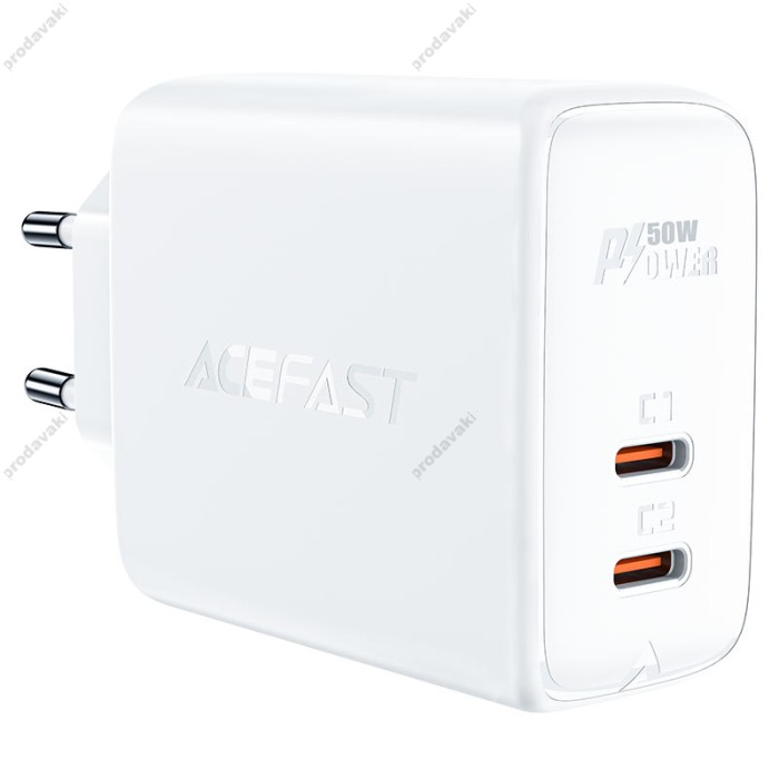 Мережевий зарядний пристрій ACEFAST A29 GaN charger 50W White
