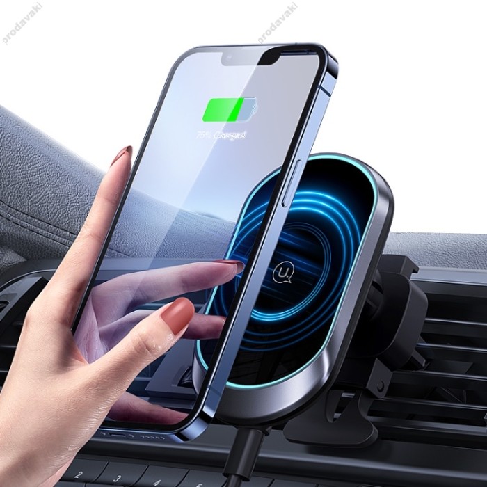 Автомобільний тримач із бездротовою зарядкою Usams US-CD182 Magnetic Wireless Charging 15W Black