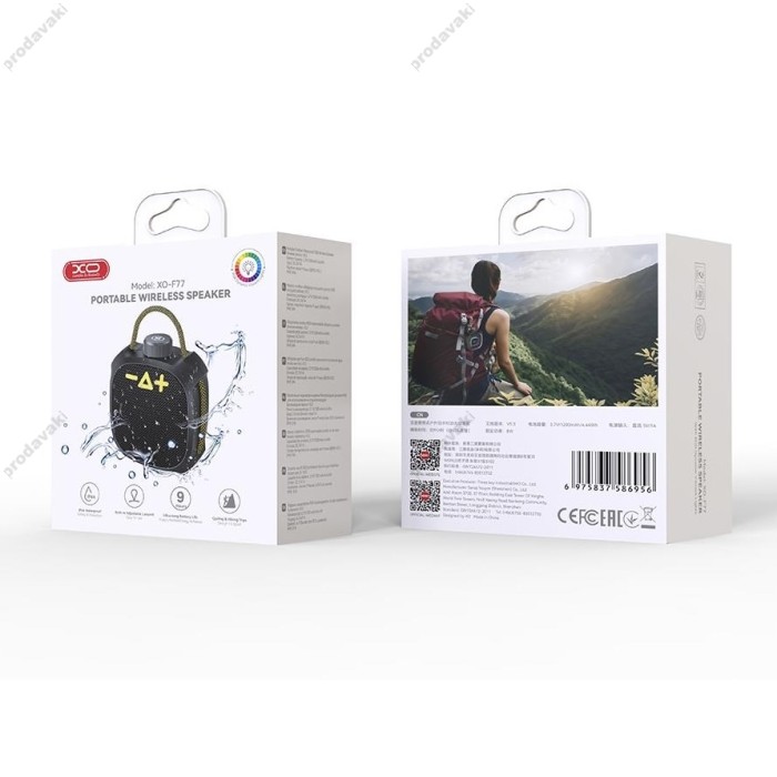 Портативна колонка Bluetooth XO F77 Portable Outdoor Waterproof RGB Wireless Speaker 5W Black