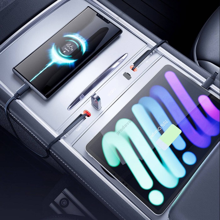 Автомобільна док-станція WiWU Wi-DS001 Tesla Model 3 Y Type-C Lightning USB-A 60W Grey