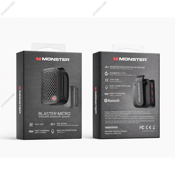Портативна колонка Bluetooth MONSTER D127 Blaster Micro (MS62106) IPX7 BT5.4 3W Black