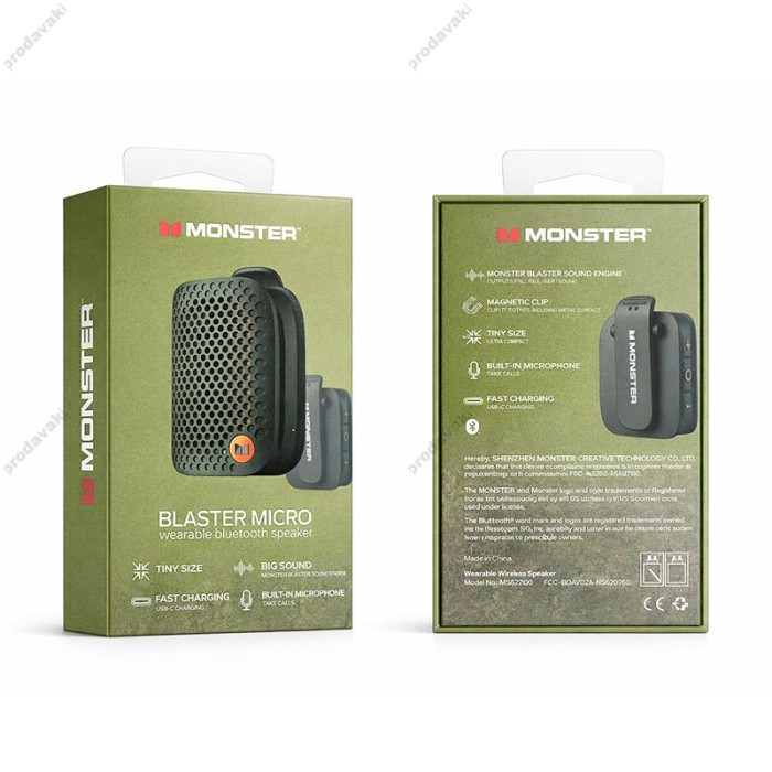 Портативна колонка Bluetooth MONSTER D127 Blaster Micro (MS62106) IPX7 BT5.4 3W Green