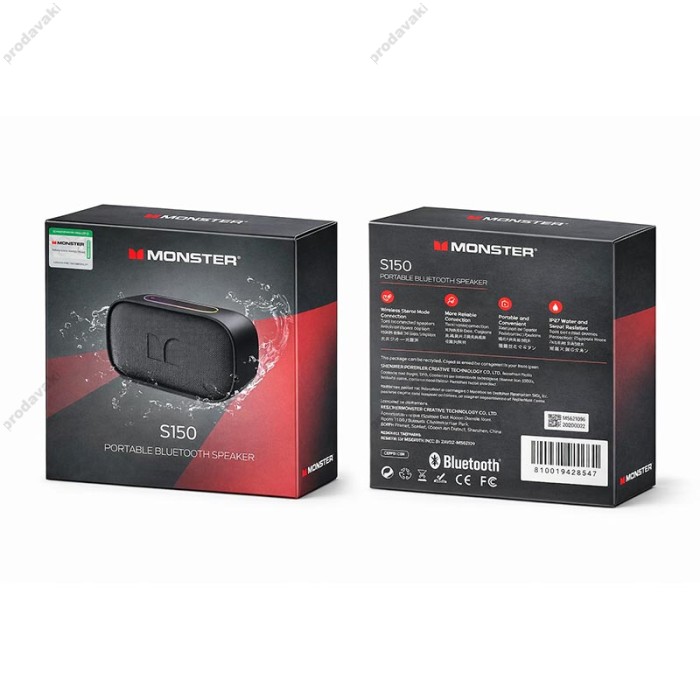 Портативна колонка Bluetooth MONSTER S150 D133A (MS62109) IPX7 BT5.4 14W Black