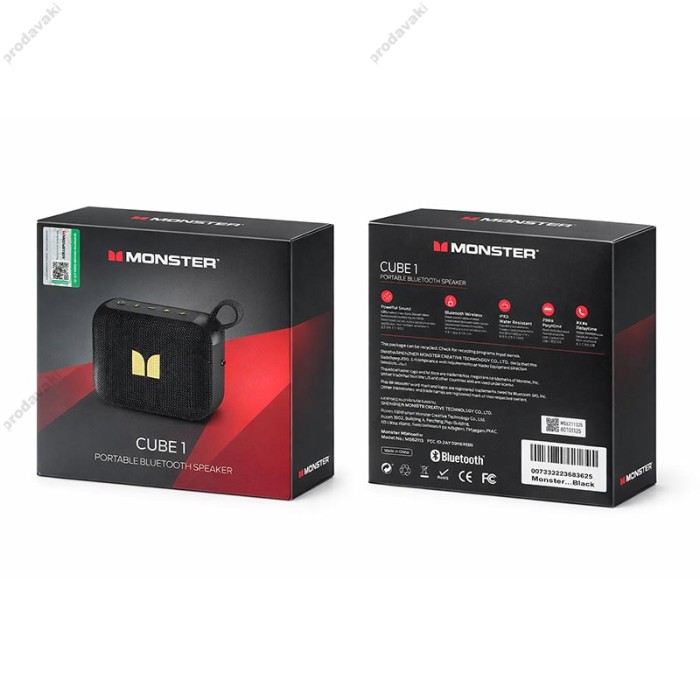 Портативна колонка Bluetooth MONSTER D135 Cube 1 (MS62113) IPX7 BT5.4 6/12W Black