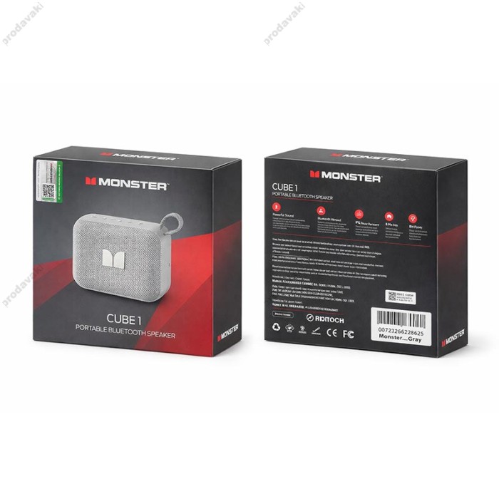 Портативна колонка Bluetooth MONSTER D135 Cube 1 (MS62113) IPX7 BT5.4 6/12W Blue