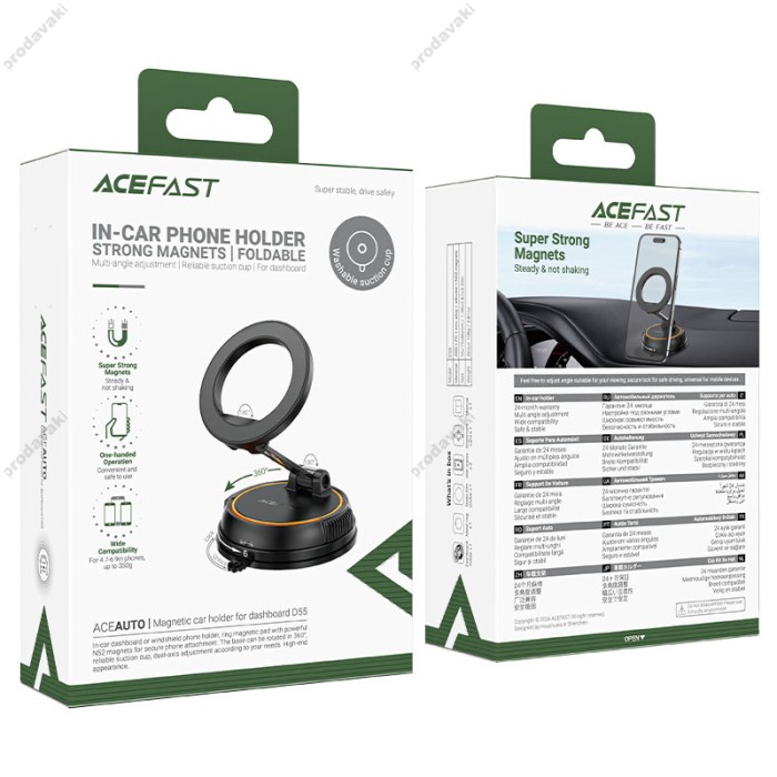 Автомобільний тримач ACEFAST D55 magnetic car holder for dashboard Black