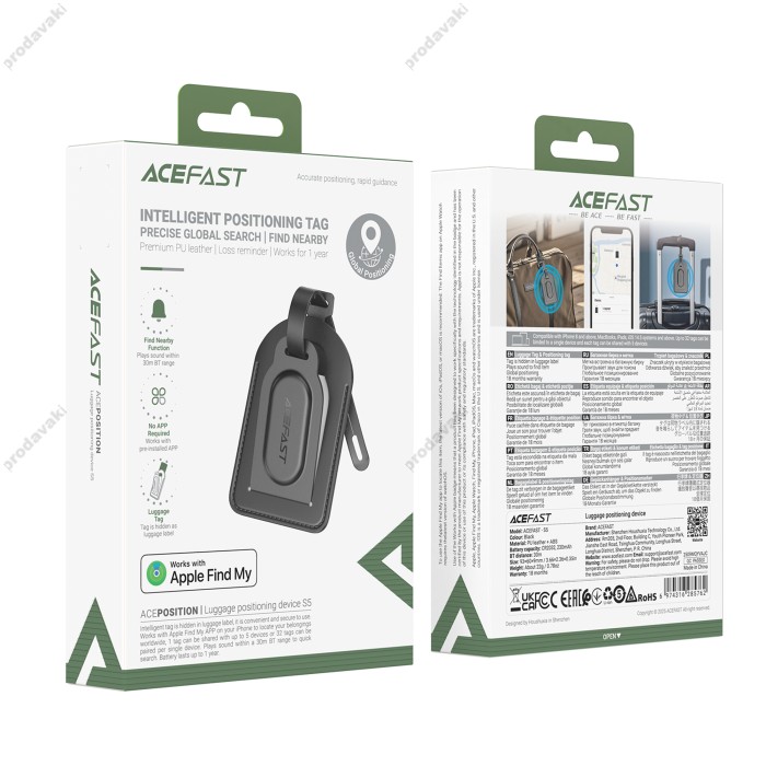 Пошуковий трекер ACEFAST S5 luggage positioning device IOS Black