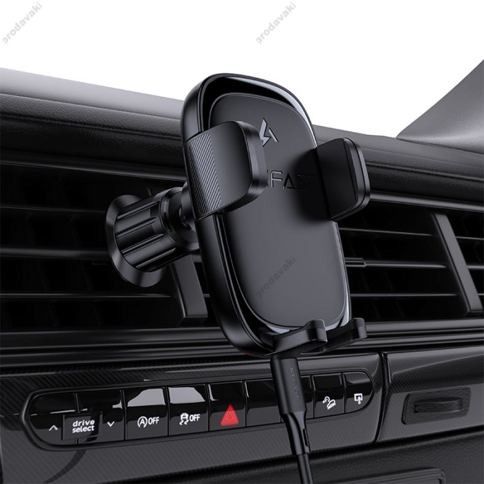 Автомобільний тримач ACEFAST D48 press type wireless charging car holder for air vent 15W Black