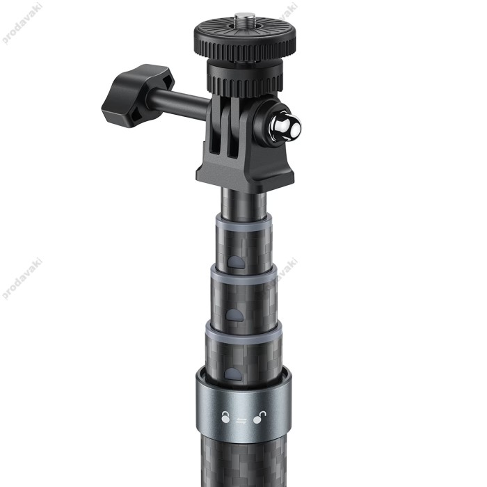 Подовжувач на штатив/трипод/монопод ACEFAST E38 1.2m carbon fiber telescopic selfie stick 1.2m Black-grey