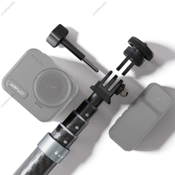 Подовжувач на штатив/трипод/монопод ACEFAST E38 1.2m carbon fiber telescopic selfie stick 1.2m Black-grey