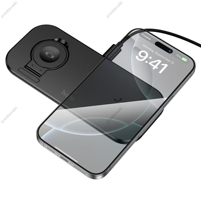 Беспровідний зарядний пристрій HOCO CW65 North 3-in-1 Wireless Fast Charger 15W Black