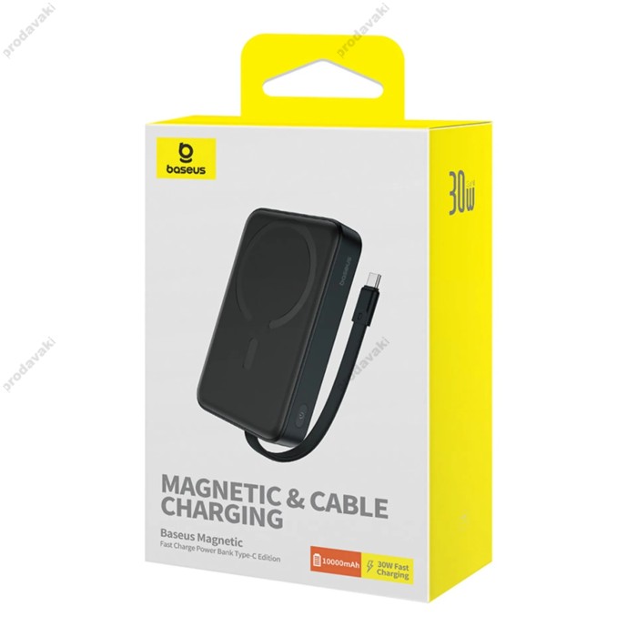 Повербанк портативний акумулятор Power bank Baseus Magnetic Mini Wireless Type-C Edition 10000 mAh 30W Black P1002210B113-00