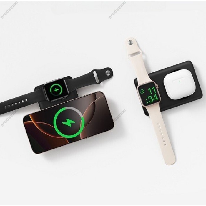 Повербанк портативний акумулятор Power bank Baseus nerFill FT11 Magnetic for iWatch+Phone 10 000 mAh 27W Black P1008210G123-00