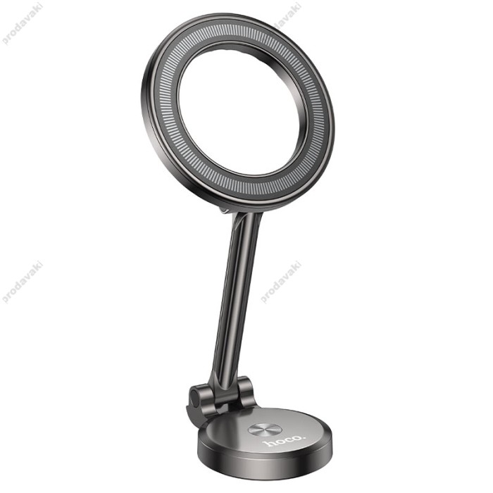 Автомобільний тримач Hoco H51 Advantage metal ring magnetic Car holder (center console) Metal-Grey