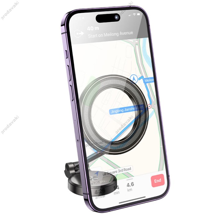 Автомобільний тримач Hoco H51 Advantage metal ring magnetic Car holder (center console) Metal-Grey
