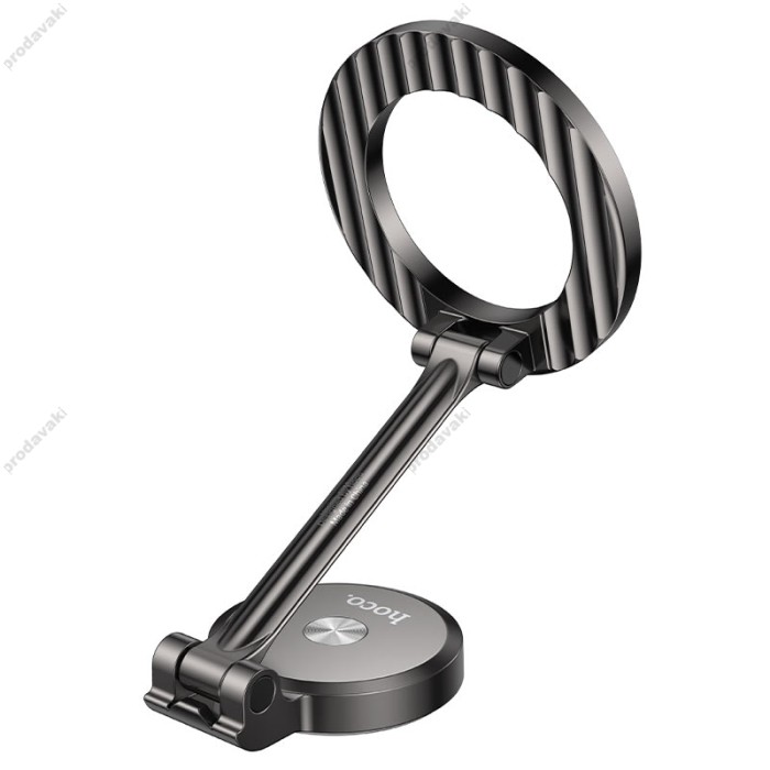 Автомобільний тримач Hoco H51 Advantage metal ring magnetic Car holder (center console) Metal-Grey