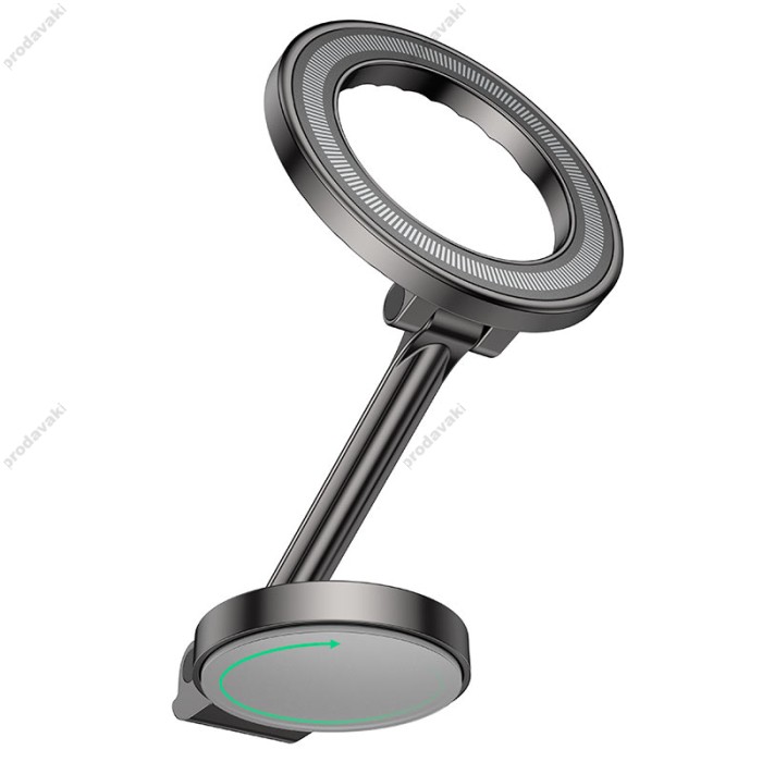 Автомобільний тримач Hoco H51 Advantage metal ring magnetic Car holder (center console) Metal-Grey