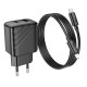 Мережевий зарядний пристрій HOCO CS23A Sunlight dual-port charger Lightning cable 30W Black