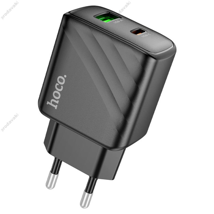 Мережевий зарядний пристрій HOCO CS23A Sunlight dual-port charger Lightning cable 30W Black