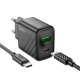Мережевий зарядний пристрій HOCO CS23A Sunlight dual-port charger Type-C cable 30W Black