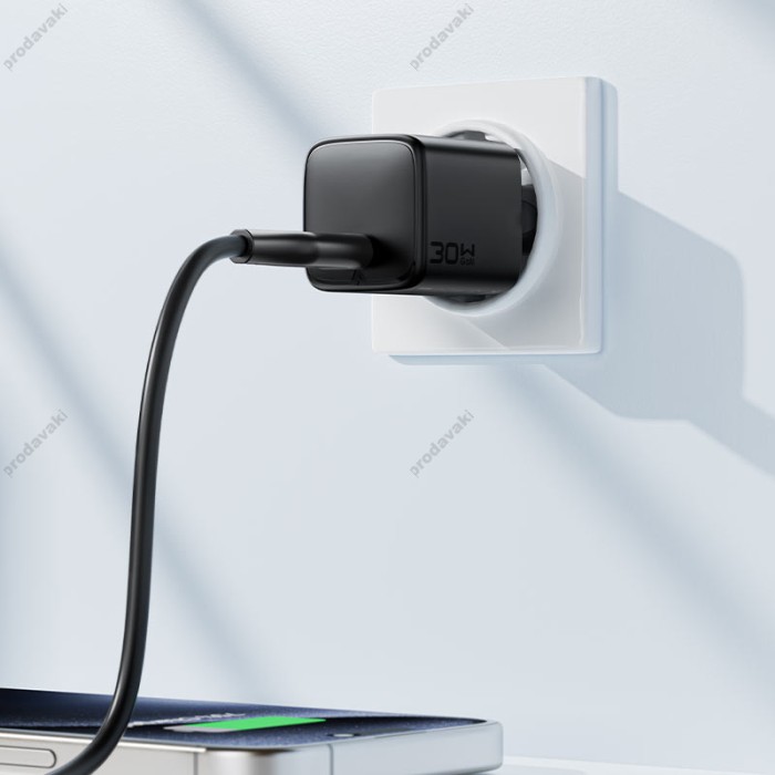 Мережевий зарядний пристрій ACEFAST A118 PD mini GaN USB-C fast charger 30W Black