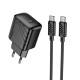 Мережевий зарядний пристрій HOCO CS24A Puerto single-port charger Type-C Cable 25W Black